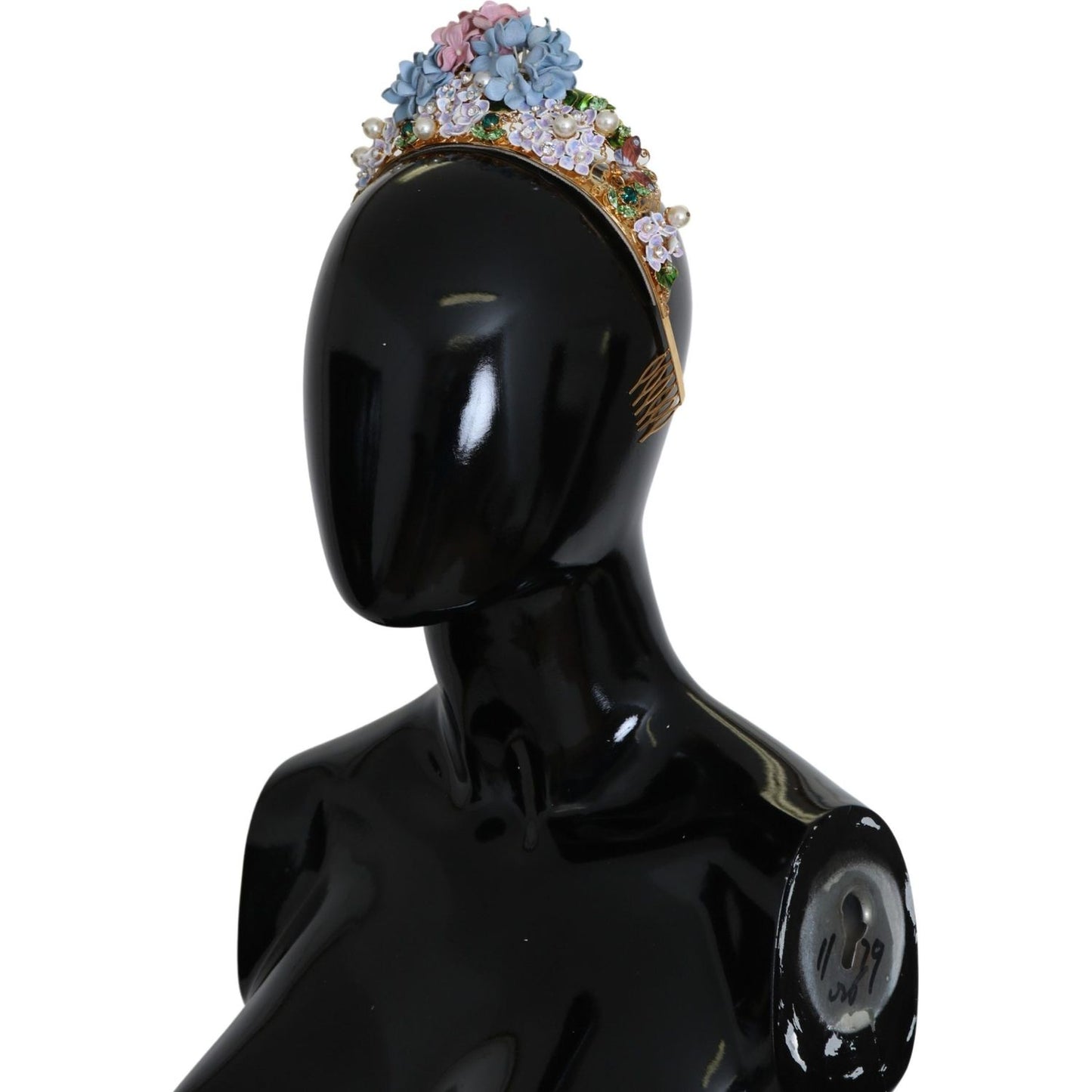 Dolce & Gabbana Gold Crystal Purple Hortensia Headband Crown Diadem SMY100489