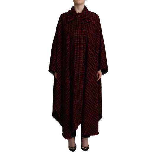 Dolce & Gabbana Black Red Cotton Checkered Over Coat Jacket 1728,67345645728,Black and Red,Clothing,Dolce & Gabbana,Full-Length Jackets - Jackets & Coats - Clothing,IT40|S,Jackets & Coats - Clothing,Jackets & Coats - Women - Clothing,Material: 41% Cotton