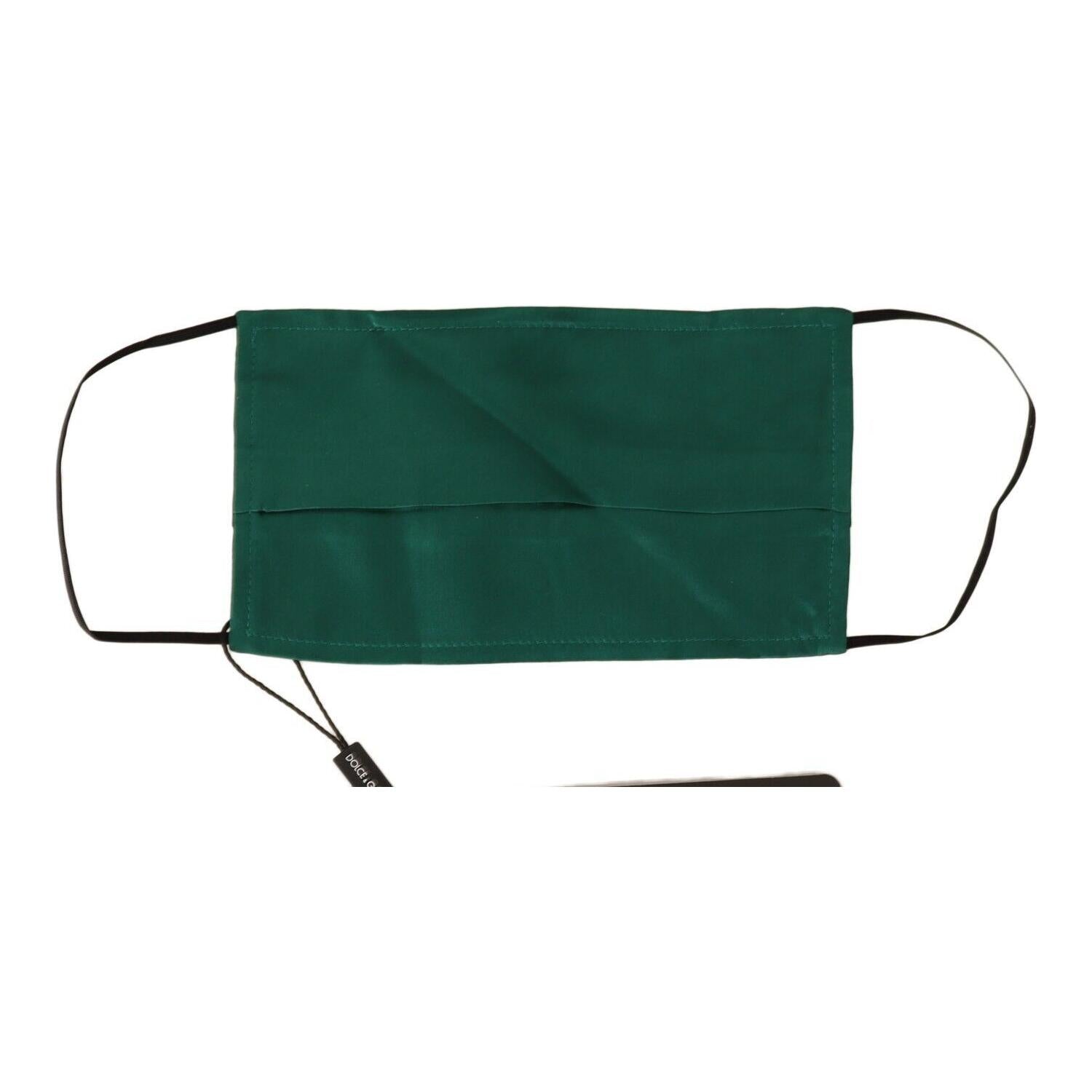 Dolce & Gabbana Green Silk Pleated Elastic Ear Strap Face Mask