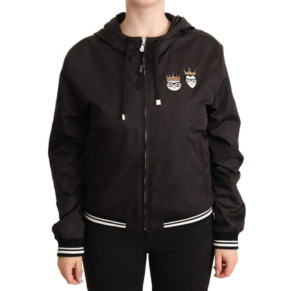 Dolce & Gabbana Black Polyester Hooded Bomber Full Zip Jacket 1728,67345645728,Black,Bombers - Jackets & Coats - Clothing,Clothing,Dolce & Gabbana,IT40|S,IT46|XL,Jackets & Coats - Clothing,Jackets & Coats - Women - Clothing,Material: 100% Polyester,New wi