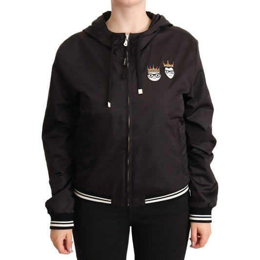 Dolce & Gabbana Black Polyester Hooded Bomber Full Zip Jacket JKT2539 - 46