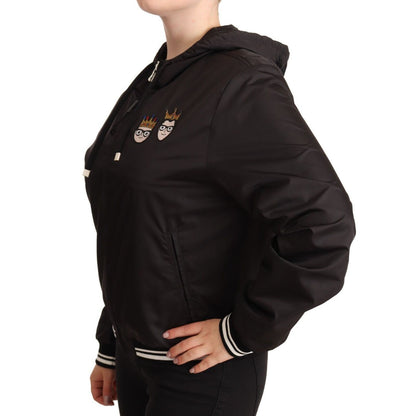 Dolce & Gabbana Black Polyester Hooded Bomber Full Zip Jacket 1728,67345645728,Black,Bombers - Jackets & Coats - Clothing,Clothing,Dolce & Gabbana,IT40|S,IT46|XL,Jackets & Coats - Clothing,Jackets & Coats - Women - Clothing,Material: 100% Polyester,New wi