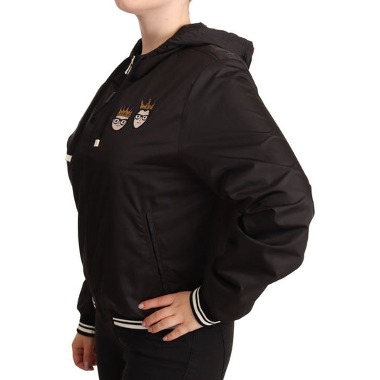 Dolce & Gabbana Black Polyester Hooded Bomber Full Zip Jacket JKT2539 - 46