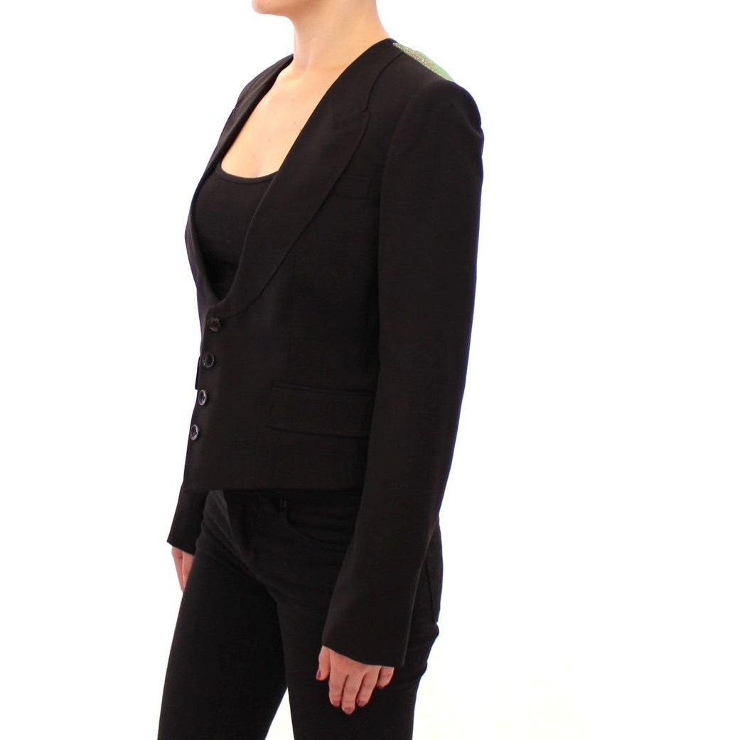 Dolce & Gabbana Black Silk Scarf Back Blazer Jacket