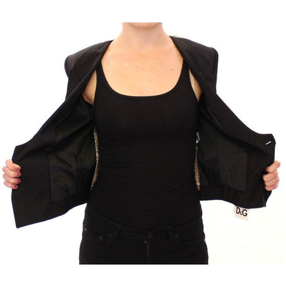 Dolce & Gabbana Black Silk Scarf Back Blazer Jacket