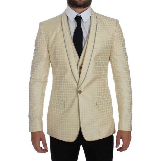 Dolce & Gabbana Beige Polka Dot Silk 2 Piece Blazer1728,42% Silk,67345645728,Beige,Blazers - Men - Clothing,Clothing,Dolce & Gabbana,IT44 | XS,Material: 58% Polyester,Men,Men - Clothing,New with tags,Suits & Blazers - Clothing,Two-Piece Suits - Suits & Bl