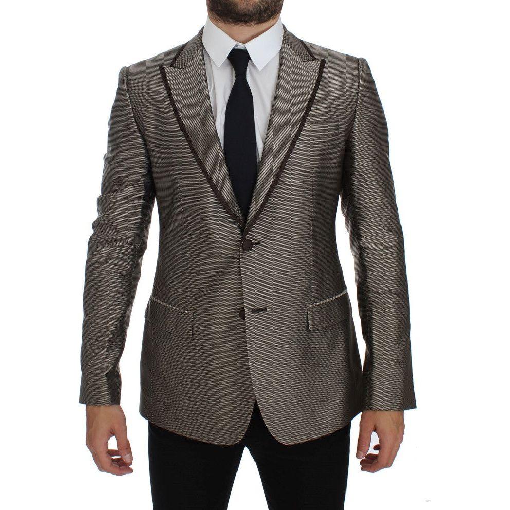 Dolce & Gabbana Brown Slim Fit Silk Two Button Blazer1728,67345645728,Blazers - Men - Clothing,Blazers - Suits & Blazers - Clothing,Brown,Clothing,Dolce & Gabbana,IT44 | XS,Material: 100% Silk,Men,Men - Clothing,New with tags,Suits & Blazers - Clothing