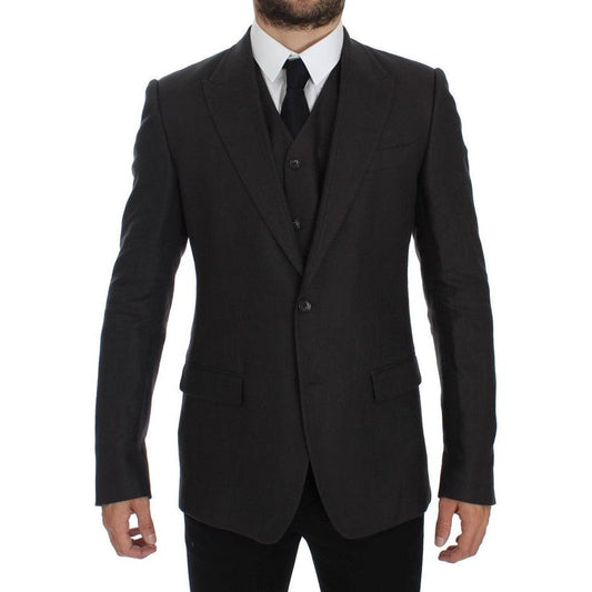 Dolce & Gabbana Gray Slim Fit Linen Blazer Jacket1728,5% Polyester,67345645728,Blazers - Men - Clothing,Blazers - Suits & Blazers - Clothing,Clothing,Dolce & Gabbana,Gray,IT52 | XL,Material: 95% Linen,Men,Men - Clothing,New with tags,Suits & Blazers - Clo