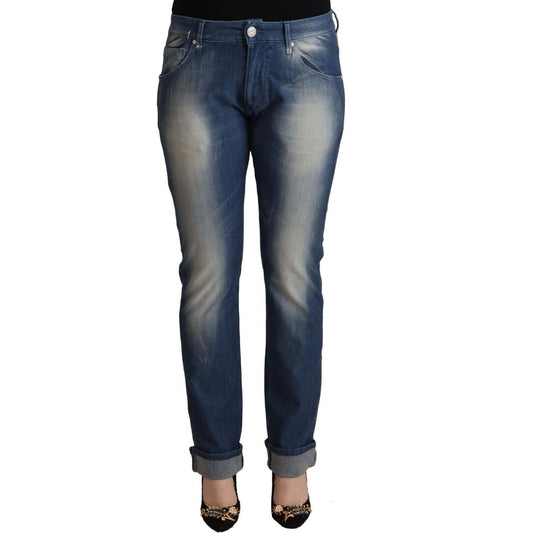 Acht Blue Washed Mid Waist Folded Hem Skinny Jeans PAN71205 - 31