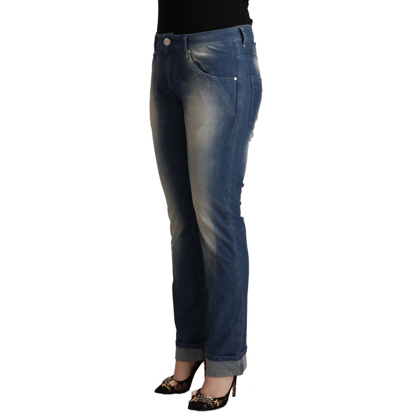 Acht Blue Washed Mid Waist Folded Hem Skinny Jeans PAN71205 - 31