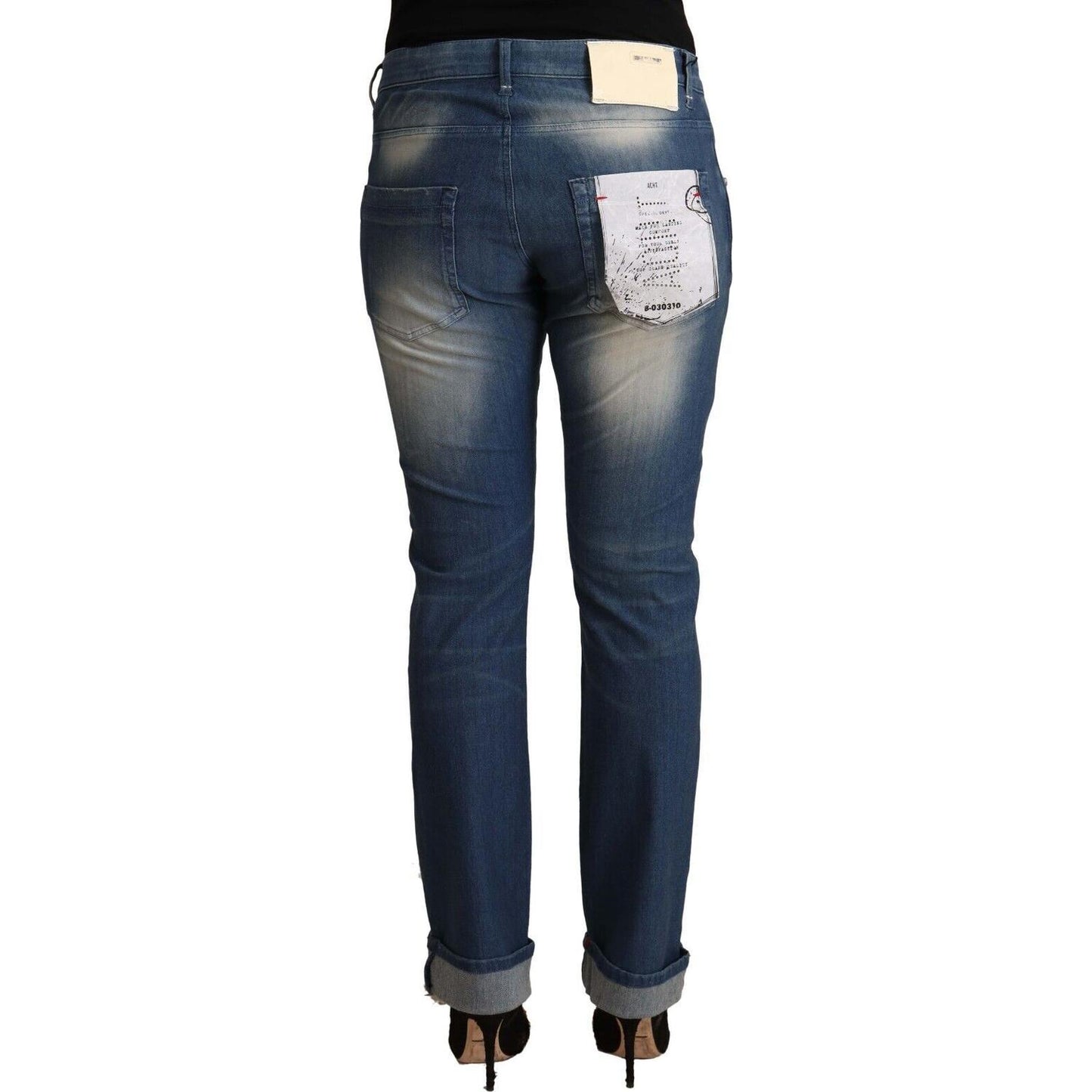 Acht Blue Washed Mid Waist Folded Hem Skinny Jeans PAN71205 - 31