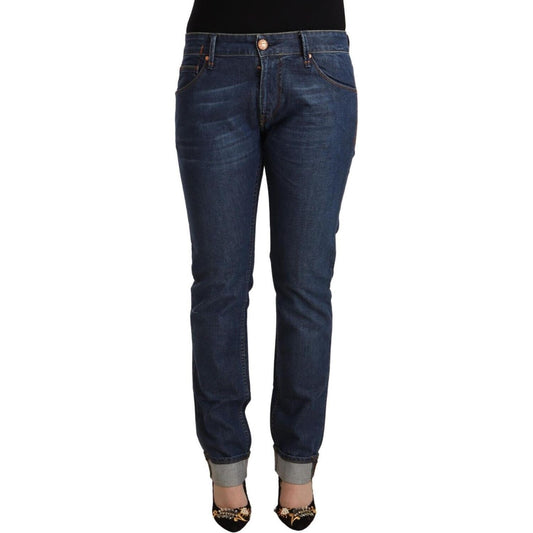 Acht Dark Blue Cotton Slim Fit Folded Hem Denim Jeans PAN71840 - 33