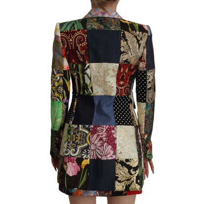 Dolce & Gabbana Multicolor Double-Breasted Patchwork Jacquard Blazer Jacket 1% silk,1728,3% acetate,3% elastane,3% nylon,38% polyester,67345645728,Blazers - Suits & Blazers - Clothing,Clothing,Coats - Jackets & Coats - Clothing,Dolce & Gabbana,IT36 | XS,I