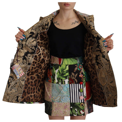 Dolce & Gabbana Multicolor Double-Breasted Patchwork Jacquard Blazer Jacket 1% silk,1728,3% acetate,3% elastane,3% nylon,38% polyester,67345645728,Blazers - Suits & Blazers - Clothing,Clothing,Coats - Jackets & Coats - Clothing,Dolce & Gabbana,IT36 | XS,I