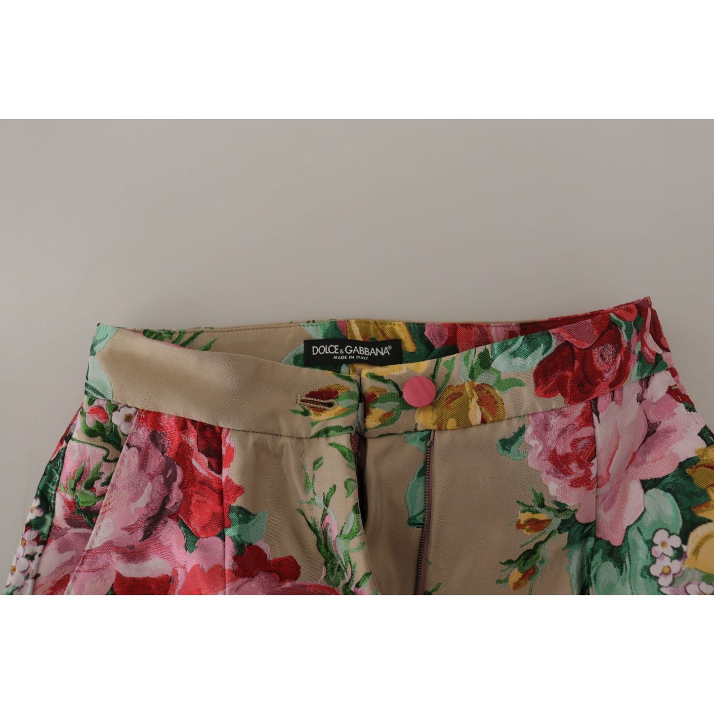 Dolce & Gabbana Beige Floral Dress Formal High Waist Pants PAN73055- 36
