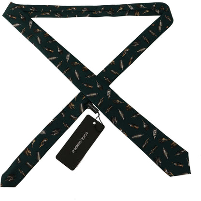 Dolce & Gabbana Black Bottle Fantasy Print Silk Adjustable Accessory Tie