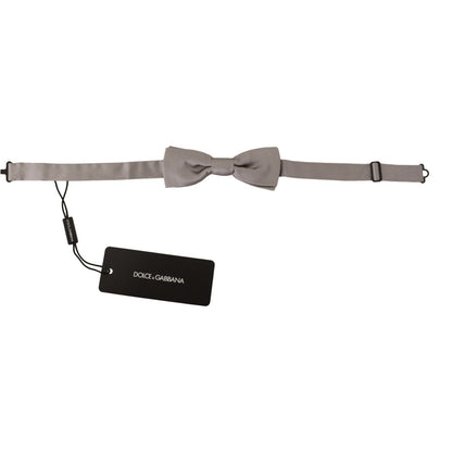 Dolce & Gabbana Silver 100% Silk Slim Adjustable Neck Papillon Tie 1728,67345645728,Accessories,Bowties - Ties and Formal Accessories - Accessories,Dolce & Gabbana,Material: 100% Silk,Men,Men - Accessories,New with tags,Silver,Ties & Bowties - Men - Acces