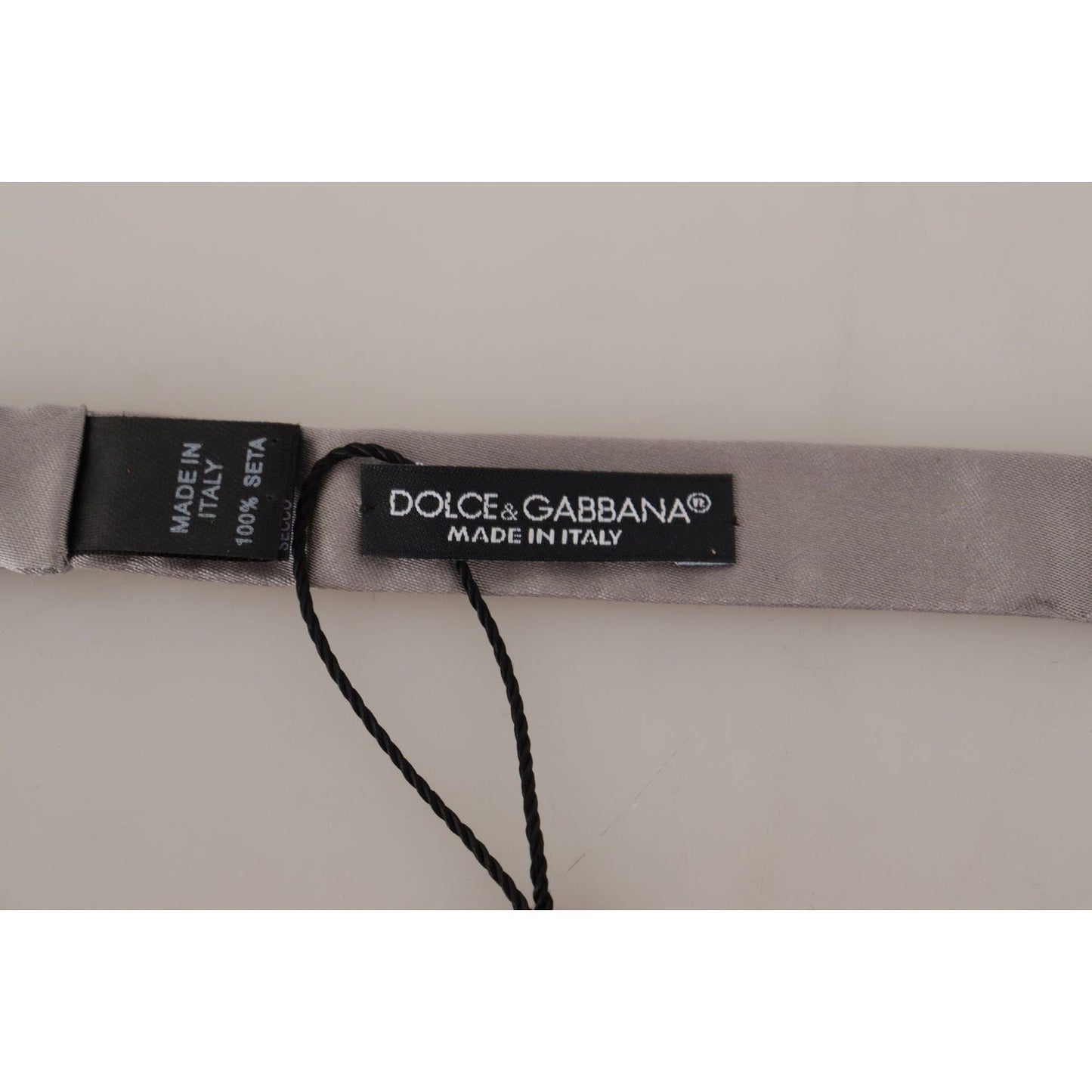 Dolce & Gabbana Silver 100% Silk Slim Adjustable Neck Papillon Tie 1728,67345645728,Accessories,Bowties - Ties and Formal Accessories - Accessories,Dolce & Gabbana,Material: 100% Silk,Men,Men - Accessories,New with tags,Silver,Ties & Bowties - Men - Acces