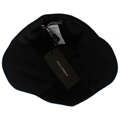 Dolce & Gabbana Black Wool White Floral Gold Leaf Hat1728,67345645728,Accessories,Black,Dolce & Gabbana,Hats - Accessories,Hats - Women - Accessories,Material: 100% Wool,New with tags,Women,Women - Accessories
