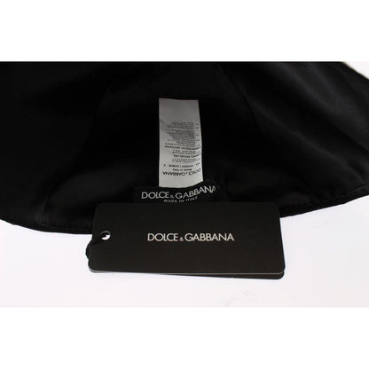 Dolce & Gabbana Black Wool White Floral Gold Leaf Hat1728,67345645728,Accessories,Black,Dolce & Gabbana,Hats - Accessories,Hats - Women - Accessories,Material: 100% Wool,New with tags,Women,Women - Accessories