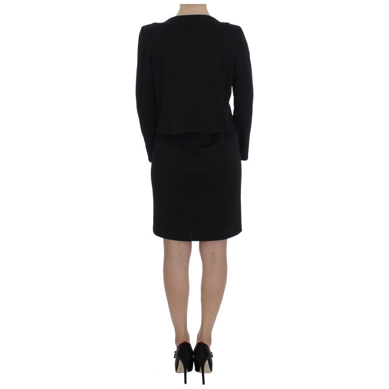 BENCIVENGA Black Stretch Sheath Dress & Sweater Set 1728,28% Viscose,5% Elastane,67345645728,BENCIVENGA,Black,Clothing,Dresses - Women - Clothing,IT42|M,IT46 | L,Material: 67% Polyester,New with tags,Suits & Blazers - Clothing,Sweaters - Women - Clothing,