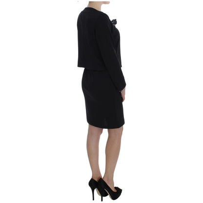BENCIVENGA Black Stretch Sheath Dress & Sweater Set 1728,28% Viscose,5% Elastane,67345645728,BENCIVENGA,Black,Clothing,Dresses - Women - Clothing,IT42|M,IT46 | L,Material: 67% Polyester,New with tags,Suits & Blazers - Clothing,Sweaters - Women - Clothing,