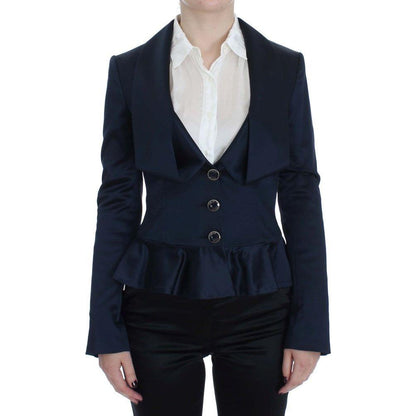 Exte Blue Three Button Single Breasted Blazer Jacket1728,4% Elastane,45% Nylon,67345645728,Blazers - Suits & Blazers - Clothing,Blue,Clothing,Exte,IT40|S,Material: 51% Acetate,New with tags,Suits & Blazers - Clothing,Suits & Blazers - Women - Clothing,Wom