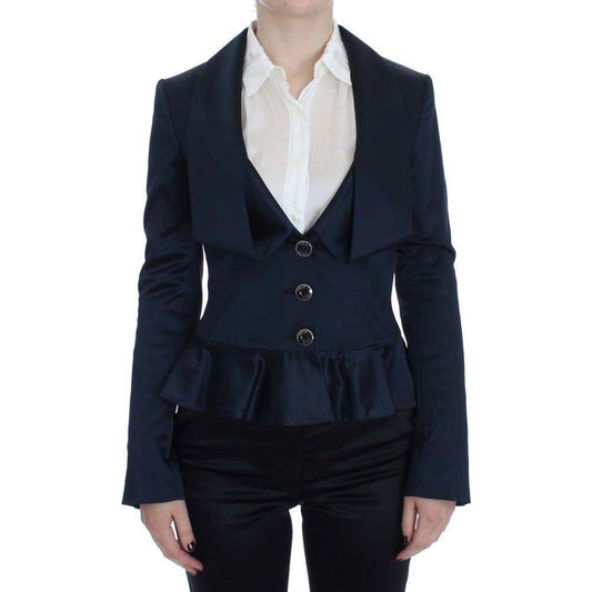 Exte Blue Three Button Single Breasted Blazer Jacket1728,4% Elastane,45% Nylon,67345645728,Blazers - Suits & Blazers - Clothing,Blue,Clothing,Exte,IT40|S,Material: 51% Acetate,New with tags,Suits & Blazers - Clothing,Suits & Blazers - Women - Clothing,Wom