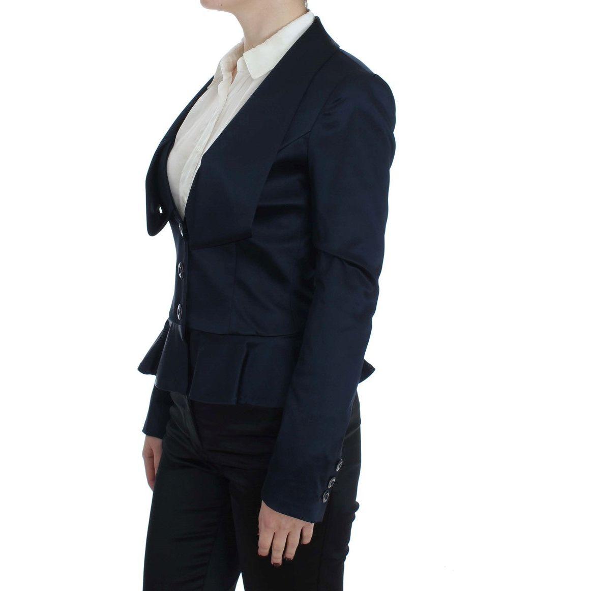 Exte Blue Three Button Single Breasted Blazer Jacket1728,4% Elastane,45% Nylon,67345645728,Blazers - Suits & Blazers - Clothing,Blue,Clothing,Exte,IT40|S,Material: 51% Acetate,New with tags,Suits & Blazers - Clothing,Suits & Blazers - Women - Clothing,Wom