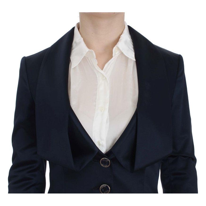 Exte Blue Three Button Single Breasted Blazer Jacket1728,4% Elastane,45% Nylon,67345645728,Blazers - Suits & Blazers - Clothing,Blue,Clothing,Exte,IT40|S,Material: 51% Acetate,New with tags,Suits & Blazers - Clothing,Suits & Blazers - Women - Clothing,Wom