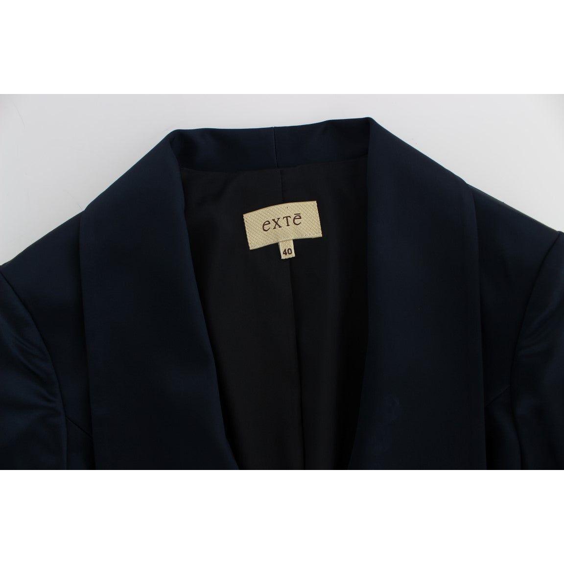 Exte Blue Three Button Single Breasted Blazer Jacket1728,4% Elastane,45% Nylon,67345645728,Blazers - Suits & Blazers - Clothing,Blue,Clothing,Exte,IT40|S,Material: 51% Acetate,New with tags,Suits & Blazers - Clothing,Suits & Blazers - Women - Clothing,Wom
