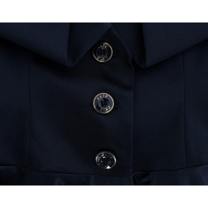 Exte Blue Three Button Single Breasted Blazer Jacket1728,4% Elastane,45% Nylon,67345645728,Blazers - Suits & Blazers - Clothing,Blue,Clothing,Exte,IT40|S,Material: 51% Acetate,New with tags,Suits & Blazers - Clothing,Suits & Blazers - Women - Clothing,Wom
