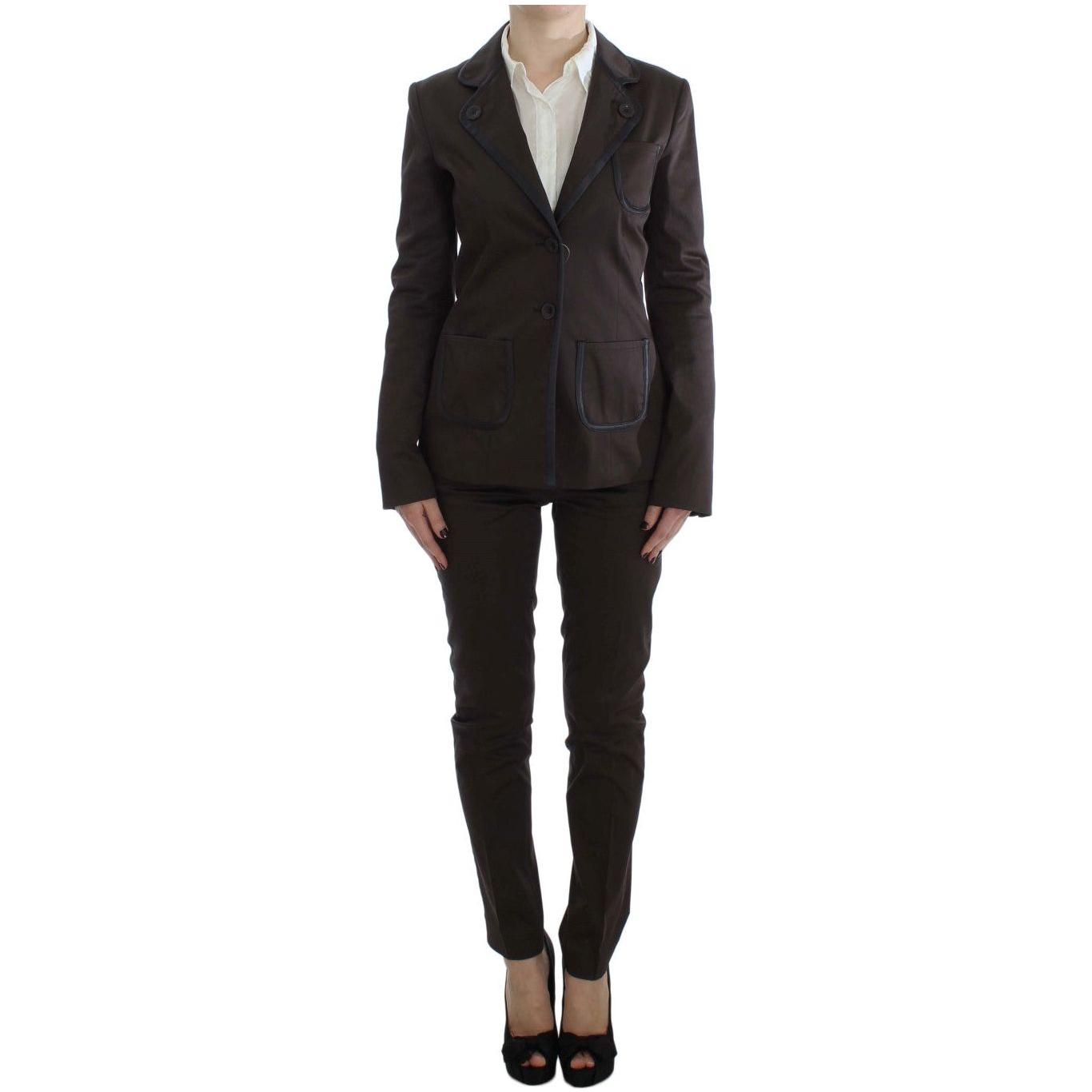Exte Brown Stretch Two Button Suit1728,3% Elastane,67345645728,Brown,Clothing,Exte,IT40|S,Material: 97% Cotton,New with tags,Suits & Blazers - Clothing,Suits & Blazers - Women - Clothing,Two-Piece Suits - Suits & Blazers - Clothing,Women,Women - Clothing