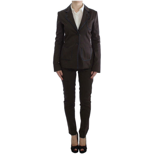 Exte Brown Stretch Two Button Suit1728,3% Elastane,67345645728,Brown,Clothing,Exte,IT40|S,Material: 97% Cotton,New with tags,Suits & Blazers - Clothing,Suits & Blazers - Women - Clothing,Two-Piece Suits - Suits & Blazers - Clothing,Women,Women - Clothing