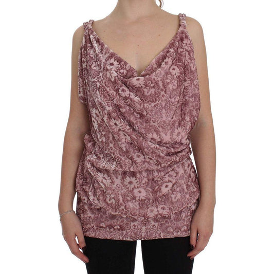 Exte Pink Floral Print Viscose Silk Blouse Top1728,18% Silk,67345645728,Clothing,Exte,IT40|S,Material: 82% Viscose,New with tags,Pink,Sleeveless - T-Shirts - Clothing,T-Shirts - Clothing,Tops & T-Shirts - Women - Clothing,Women,Women - Clothing