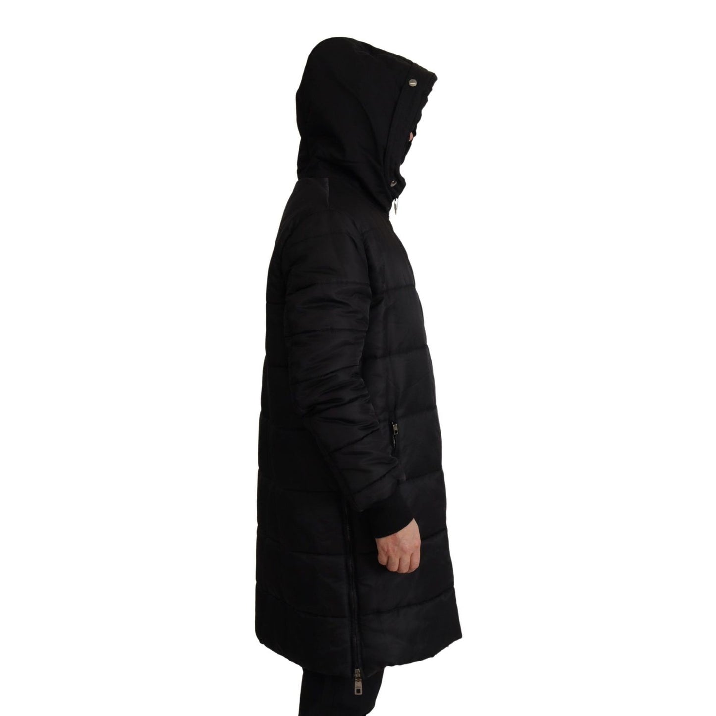 Dolce & Gabbana Black Nylon Hooded Parka Coat Winter Jacket