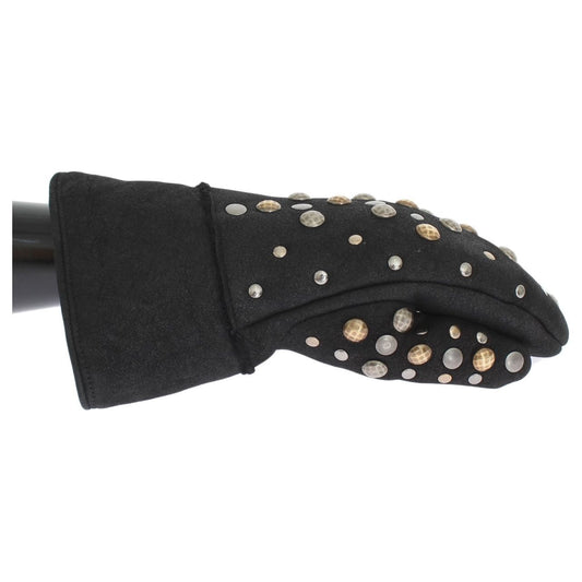 Dolce & Gabbana Gray Wool Shearling Studded Gloves1728,67345645728,9|M,Accessories,Dolce & Gabbana,Gloves - Accessories,Gloves - Men - Accessories,Gray,Material: 100% Wool Merino Shearling,Men,Men - Accessories,New with tags