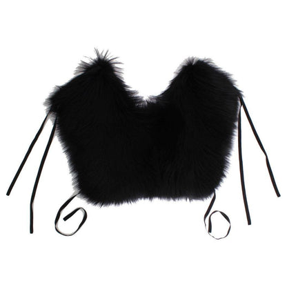 Dolce & Gabbana Black Fox Fur Shoulder Wrap Cover Collar Scarf