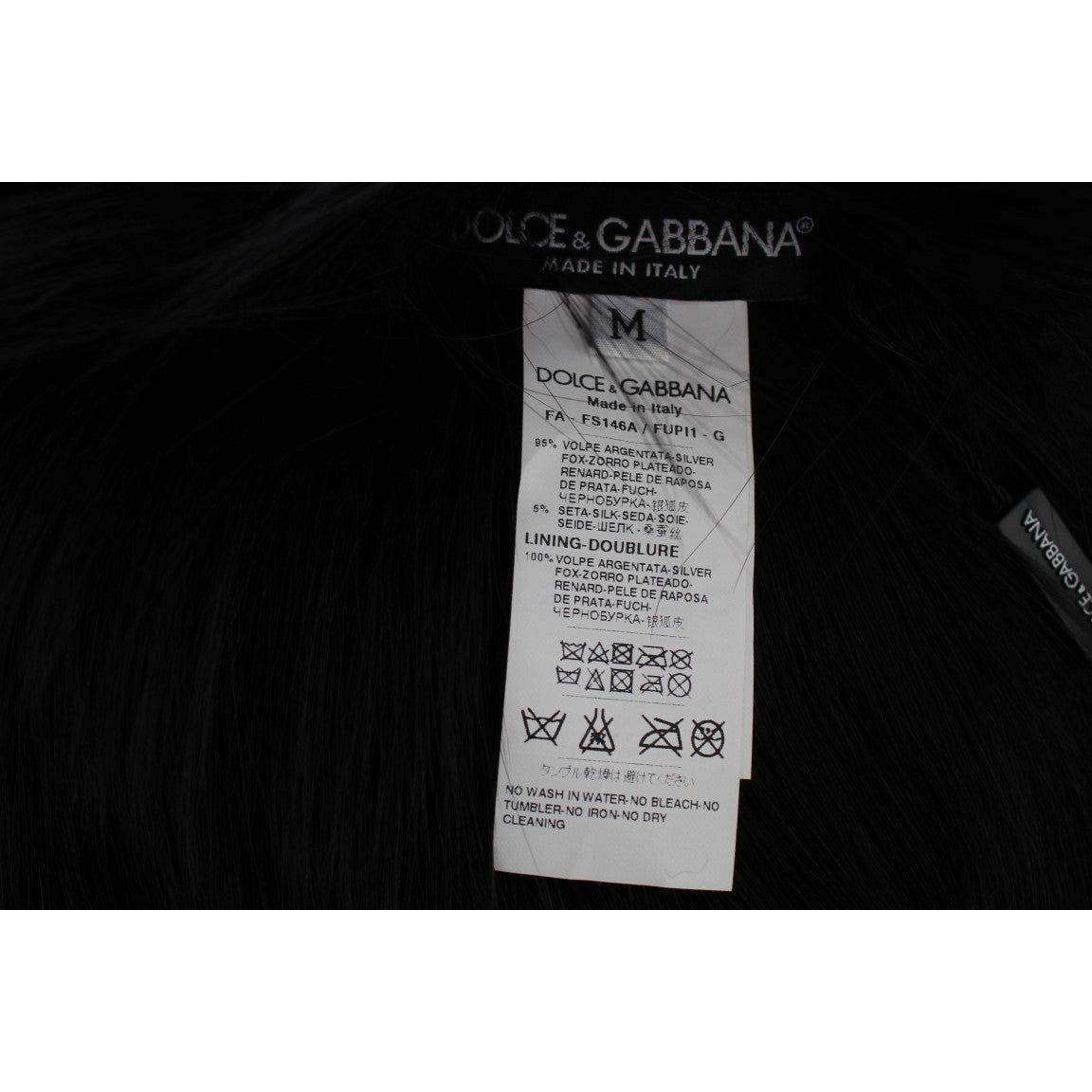 Dolce & Gabbana Black Fox Fur Shoulder Wrap Cover Collar Scarf MS1580-3