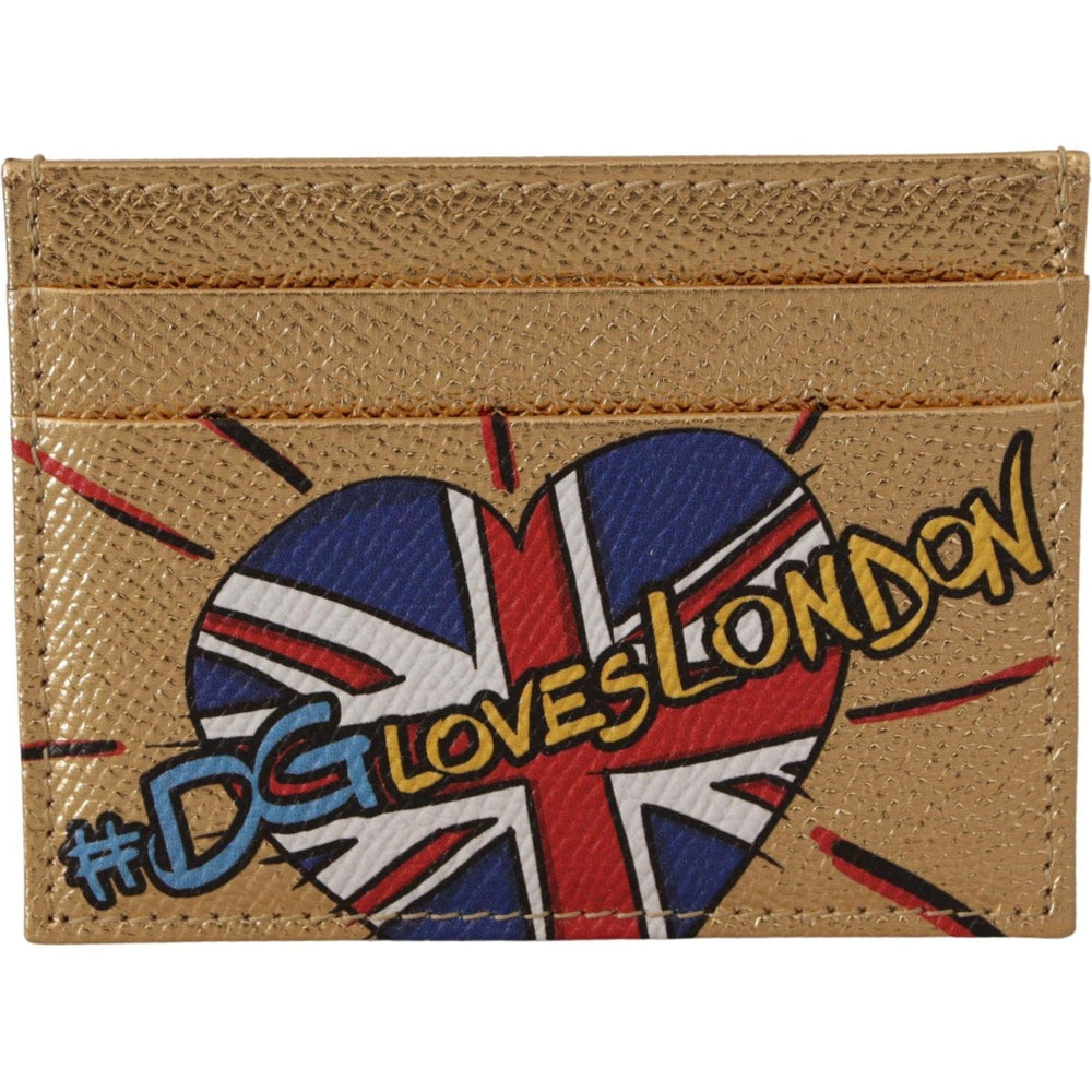 Dolce & Gabbana Gold Leather #DGLovesLondon Women Cardholder Case Wallet VAS130601