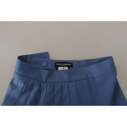 Dolce & Gabbana Blue Embellished Pleated Mini Skirt Wool 1728,3% Elastane,67345645728,Blue,Clothing,Dolce & Gabbana,IT38|XS,Material: 97% Virgin Wool,Mini - Skirts - Clothing,New with tags,Skirts - Clothing,Skirts - Women - Clothing,Women,Women - Clothing