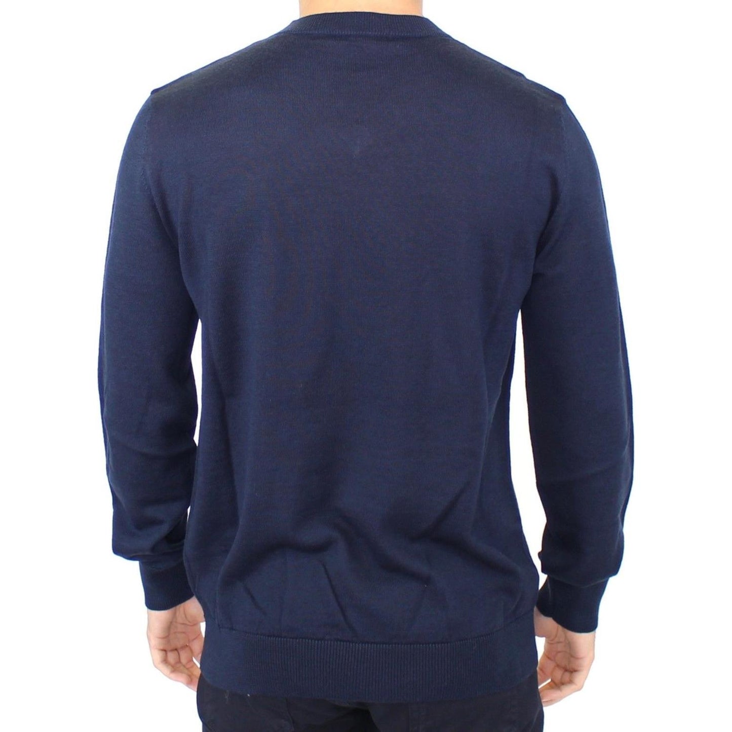 Ermanno Scervino Blue Wool Blend V-neck Pullover Sweater 1728,67345645728,Blue,Clothing,Ermanno Scervino,IT48 | M,IT54 | XL,Material: nylon,Men,Men - Clothing,New with tags,polyester,Sweaters - Clothing,Sweaters - Men - Clothing,Sweatshirts - Sweaters - C