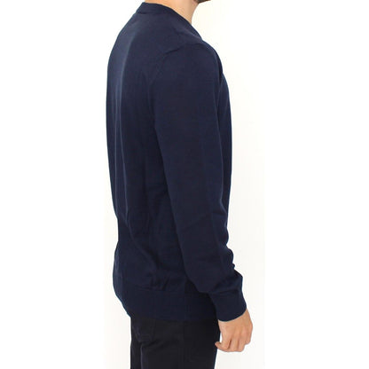 Ermanno Scervino Blue Wool Blend V-neck Pullover Sweater 1728,67345645728,Blue,Clothing,Ermanno Scervino,IT48 | M,IT54 | XL,Material: nylon,Men,Men - Clothing,New with tags,polyester,Sweaters - Clothing,Sweaters - Men - Clothing,Sweatshirts - Sweaters - C