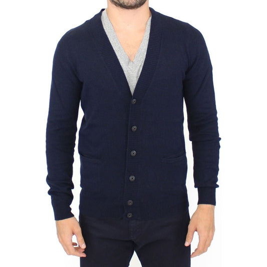 Ermanno Scervino Blue Wool Cashmere Cardigan Pullover Sweater1728,25% Nylon,25% Wool,5% Angora,5% Cashmere,67345645728,Blue,Cardigans - Sweaters - Clothing,Cashmere - Sweaters - Clothing,Clothing,Ermanno Scervino,IT48 | M,IT50 | M,IT54 | XL,Material: 40%