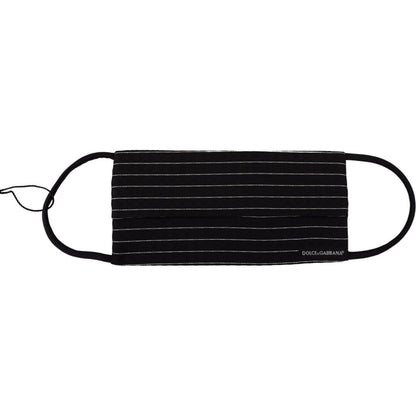 Dolce & Gabbana Black White Stripes Elastic Ear Strap One Size Face Mask 1728,67345645728,Accessories,Black and White,Dolce & Gabbana,Facemasks - Other Accessories - Accessories,Material: 64% Polyester 36% Silk,New with tags,Other - Women - Accessories,Ot