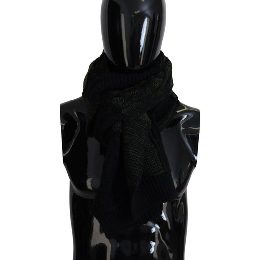 Dolce & Gabbana Black Green Knitted Men Neck Wrap Shawl Scarf 1728,67345645728,Accessories,Black and Green,Dolce & Gabbana,Material: 100% Wool,Men,Men - Accessories,New with tags,Scarves - Accessories,Scarves - Men - Accessories,Scarves - Scarves - Access