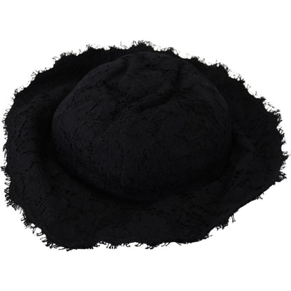 Dolce & Gabbana Black Cotton Wide Brim Shade Hat 11% Nylon,1728,43% Rayon,57 cm|S,67345645728,Accessories,Black,Dolce & Gabbana,Hats - Accessories,Hats - Women - Accessories,Material: 46% Cotton,New with tags,Sunhats - Hats - Accessories,Women,Women - Acc