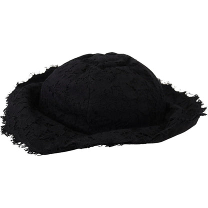 Dolce & Gabbana Black Cotton Wide Brim Shade Hat 11% Nylon,1728,43% Rayon,57 cm|S,67345645728,Accessories,Black,Dolce & Gabbana,Hats - Accessories,Hats - Women - Accessories,Material: 46% Cotton,New with tags,Sunhats - Hats - Accessories,Women,Women - Acc