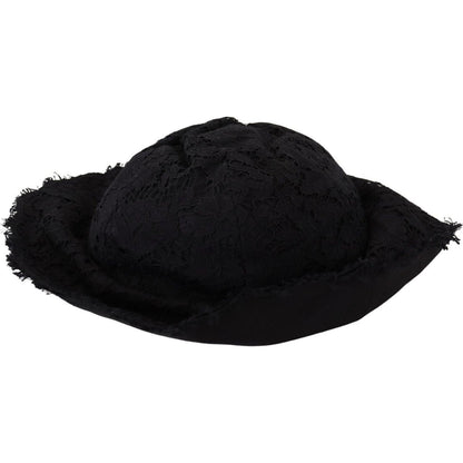 Dolce & Gabbana Black Cotton Wide Brim Shade Hat 11% Nylon,1728,43% Rayon,57 cm|S,67345645728,Accessories,Black,Dolce & Gabbana,Hats - Accessories,Hats - Women - Accessories,Material: 46% Cotton,New with tags,Sunhats - Hats - Accessories,Women,Women - Acc