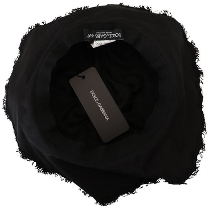 Dolce & Gabbana Black Cotton Wide Brim Shade Hat 11% Nylon,1728,43% Rayon,57 cm|S,67345645728,Accessories,Black,Dolce & Gabbana,Hats - Accessories,Hats - Women - Accessories,Material: 46% Cotton,New with tags,Sunhats - Hats - Accessories,Women,Women - Acc